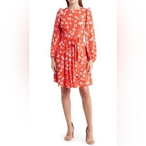 Eliza J Floral Long Sleeve Crepe Dress Size 2 NWT